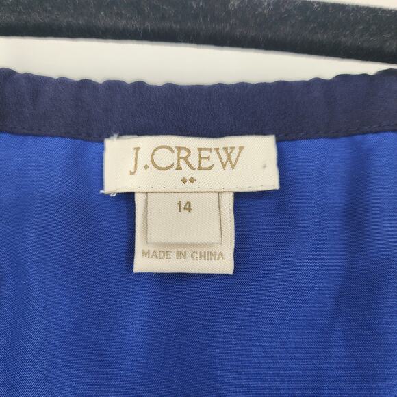 J. Crew Maxi Halter Neckline Sleeveless Navy Blue and White Dress Size 14 - Picture 2 of 6